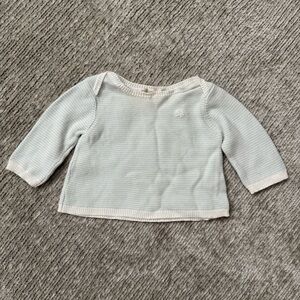 Bonpoint Baby Knit Sweater 3M Light‎ Blue White Striped 100% Cotton Timeless
